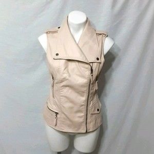 Chelsea & Violet Asymmetrical Faux Leather Moto Vest Small Edgy Chic Trendy